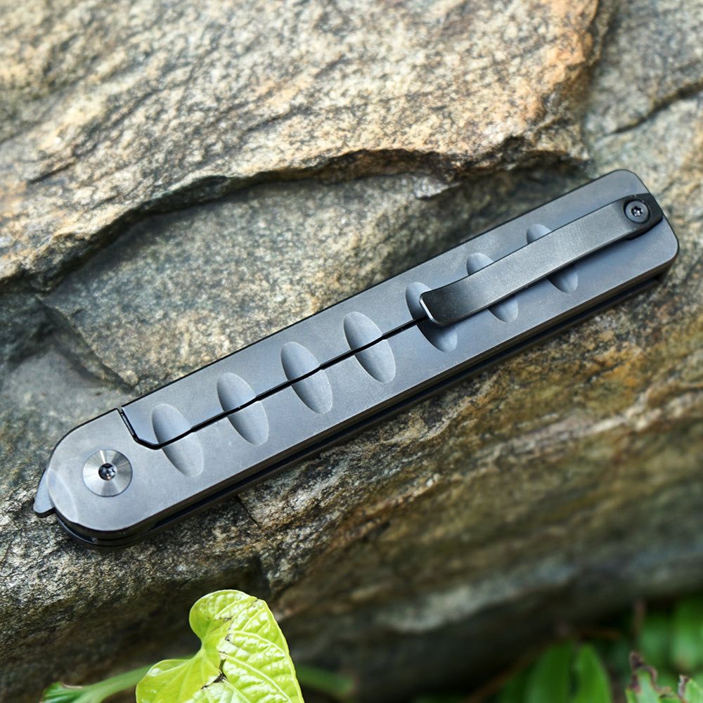 Pipefish MK-16(DLC) M390 Blade Tiguass Design Front Opening Wire Drawing+DLC