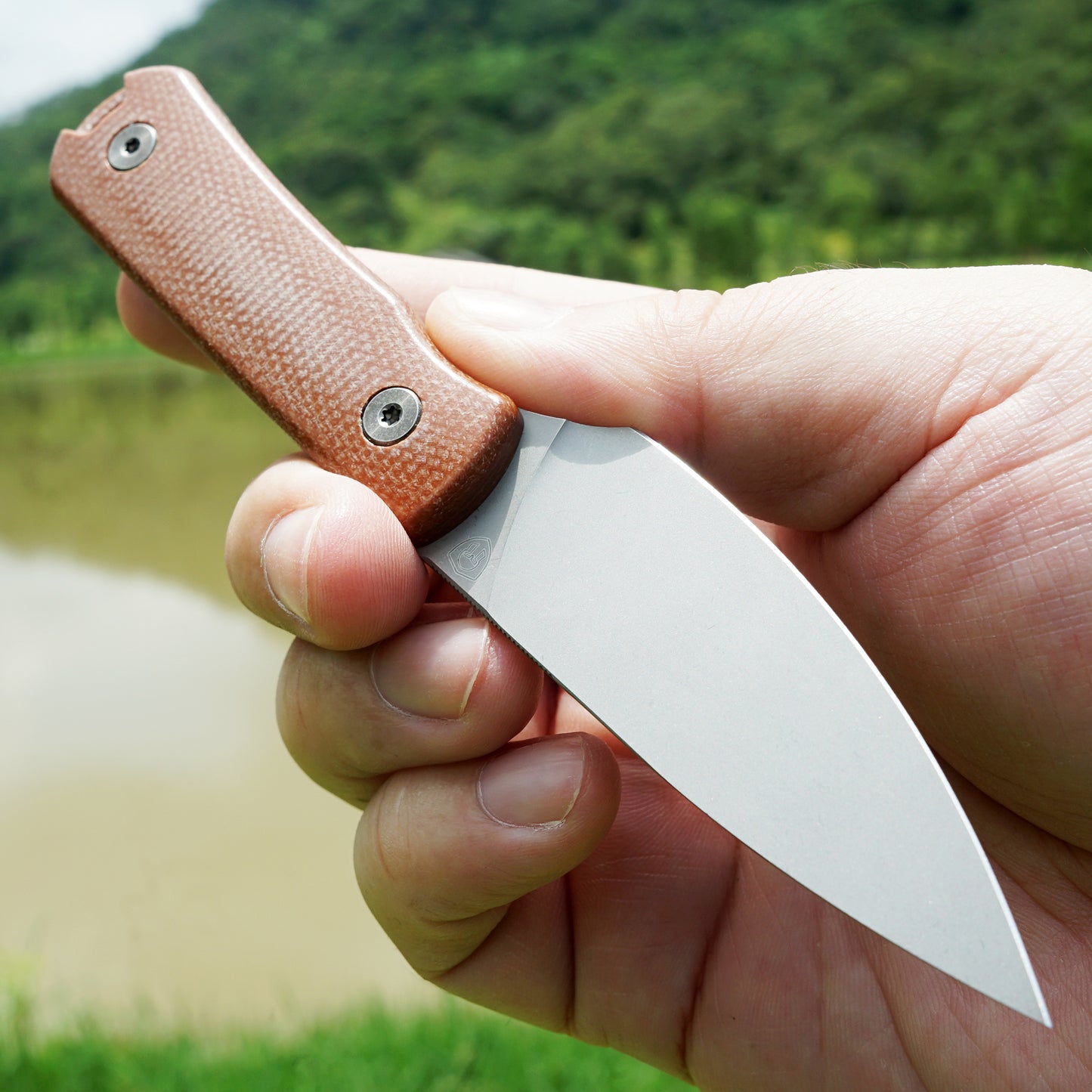 Mocenary MK-31 M390 Blade Small Fixed Blade Knife Brown Linen Handle Kydex Sheath