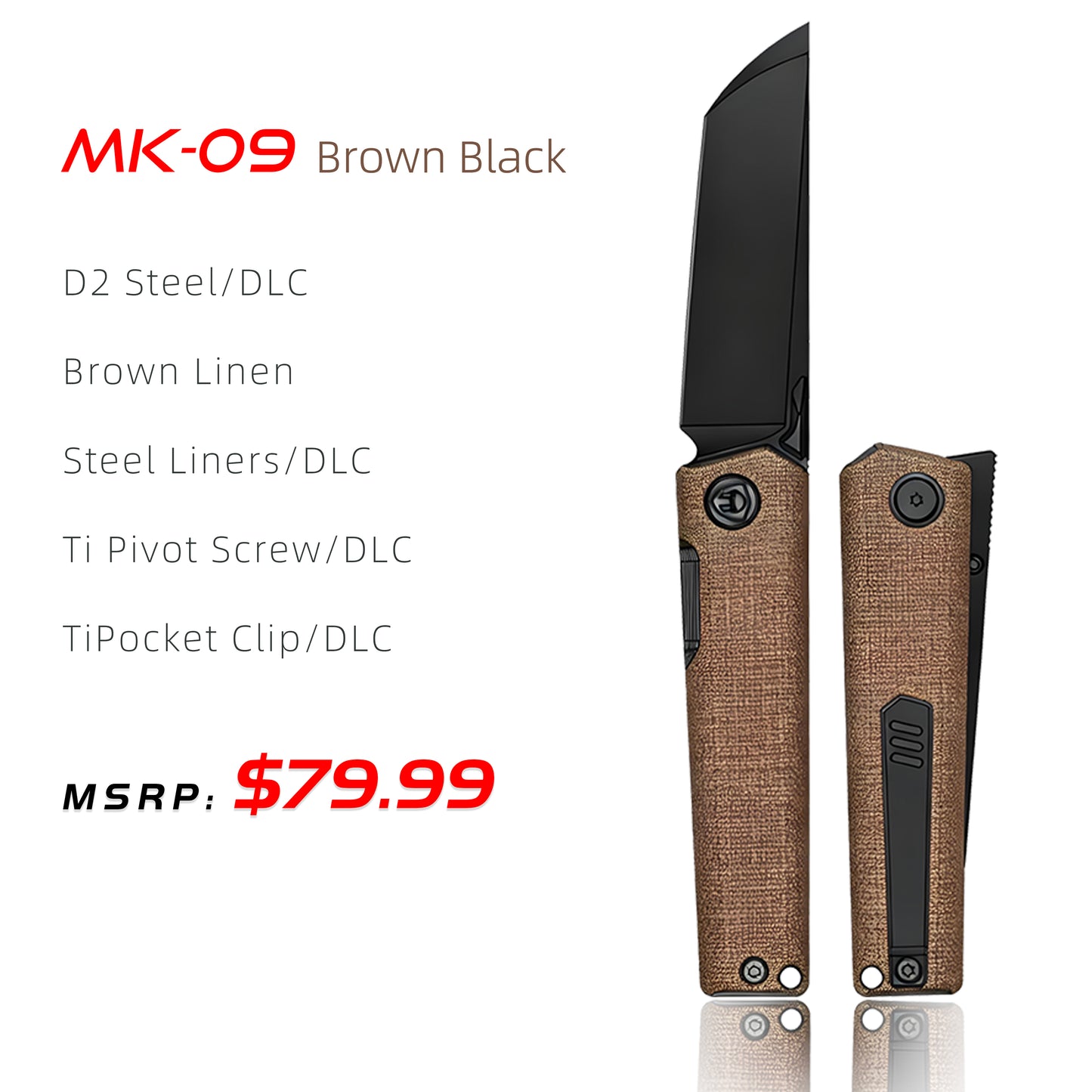 MK-09 Next-Gen D2 Steel Linen Micarta Handle - Multiple Deployment Options (Ships in 6 Months)