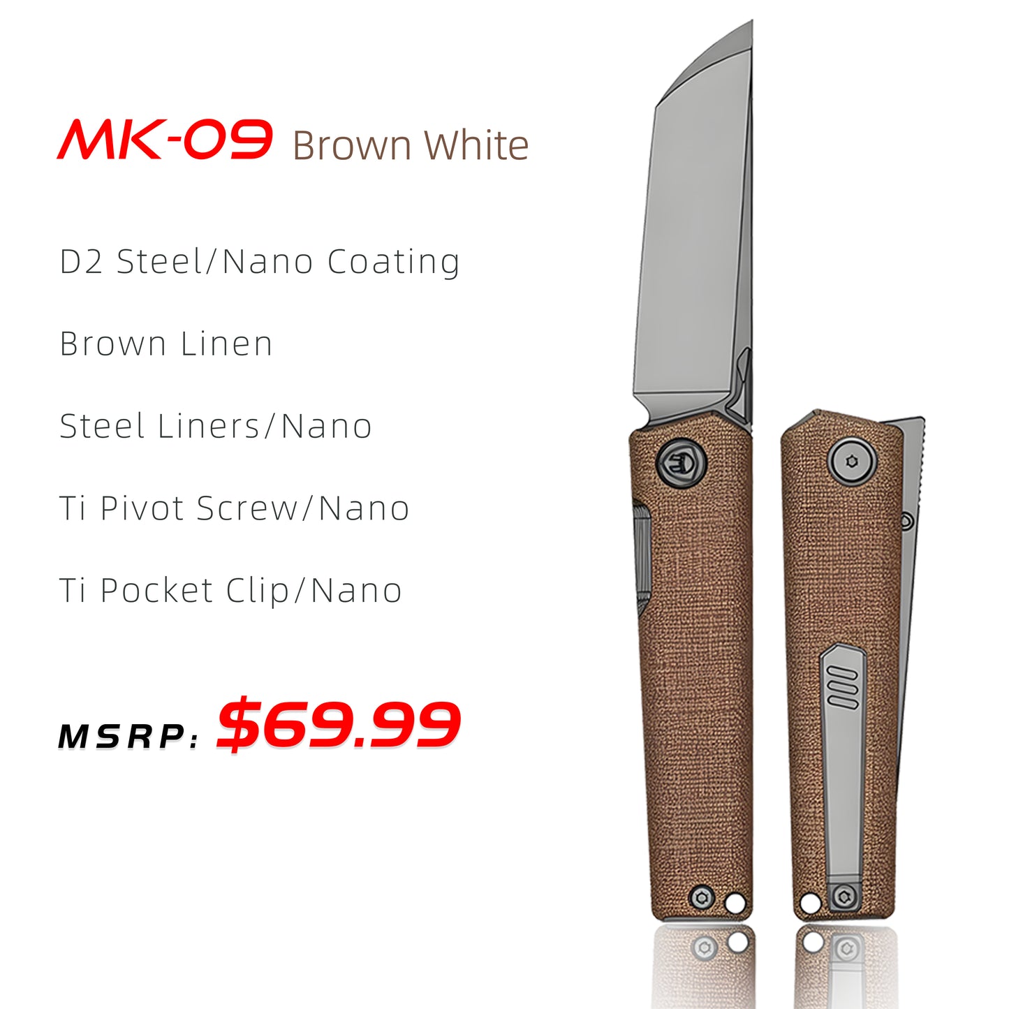 MK-09 Next-Gen D2 Steel Linen Micarta Handle - Multiple Deployment Options (Ships in 6 Months)