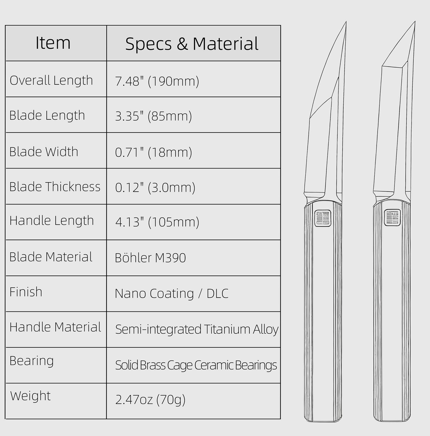 "墨" | Tiguass Original - M390 Semi-Integral Titanium Flipper Modern Classic (Ships in 1 Month)