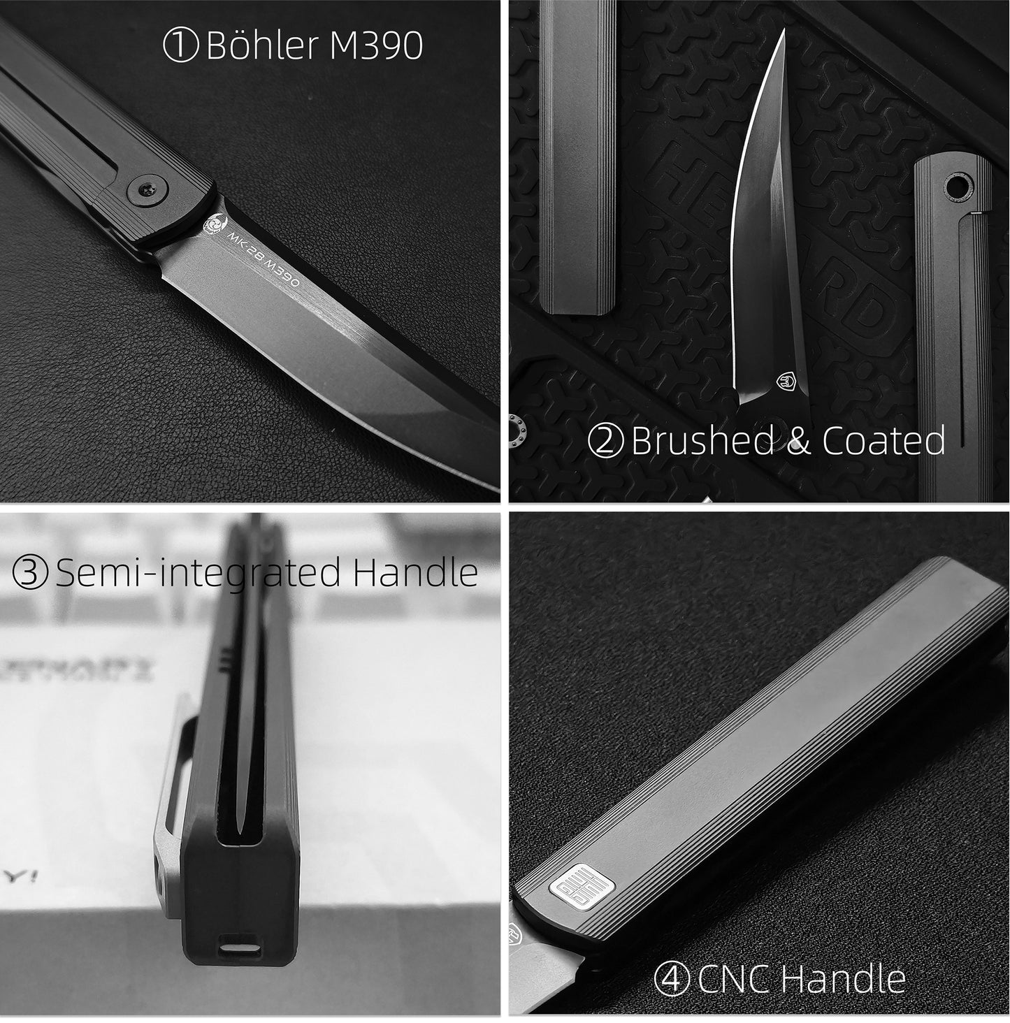 "墨" | Tiguass Original - M390 Semi-Integral Titanium Flipper Modern Classic (Ships in 1 Month)