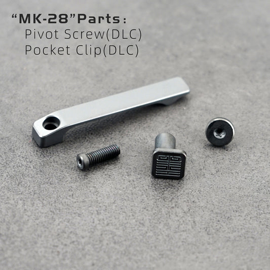 Replacement Parts For MK-28 Knife, Pivot Screw,Pocket Clip,All DLC Surface Treatments