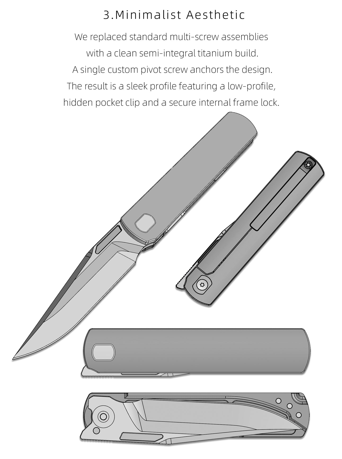 "Phoenix" (MK-27): M390 Step Grind, Semi-Integral Ti, Front Flipper, Tiguass Design | Ships in 6 Months