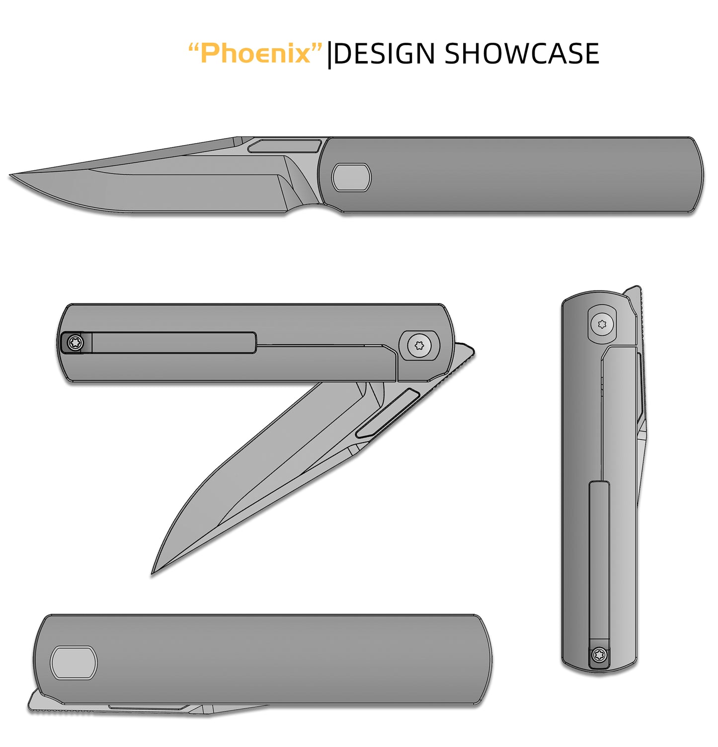 "Phoenix" (MK-27): M390 Step Grind, Semi-Integral Ti, Front Flipper, Tiguass Design | Ships in 6 Months