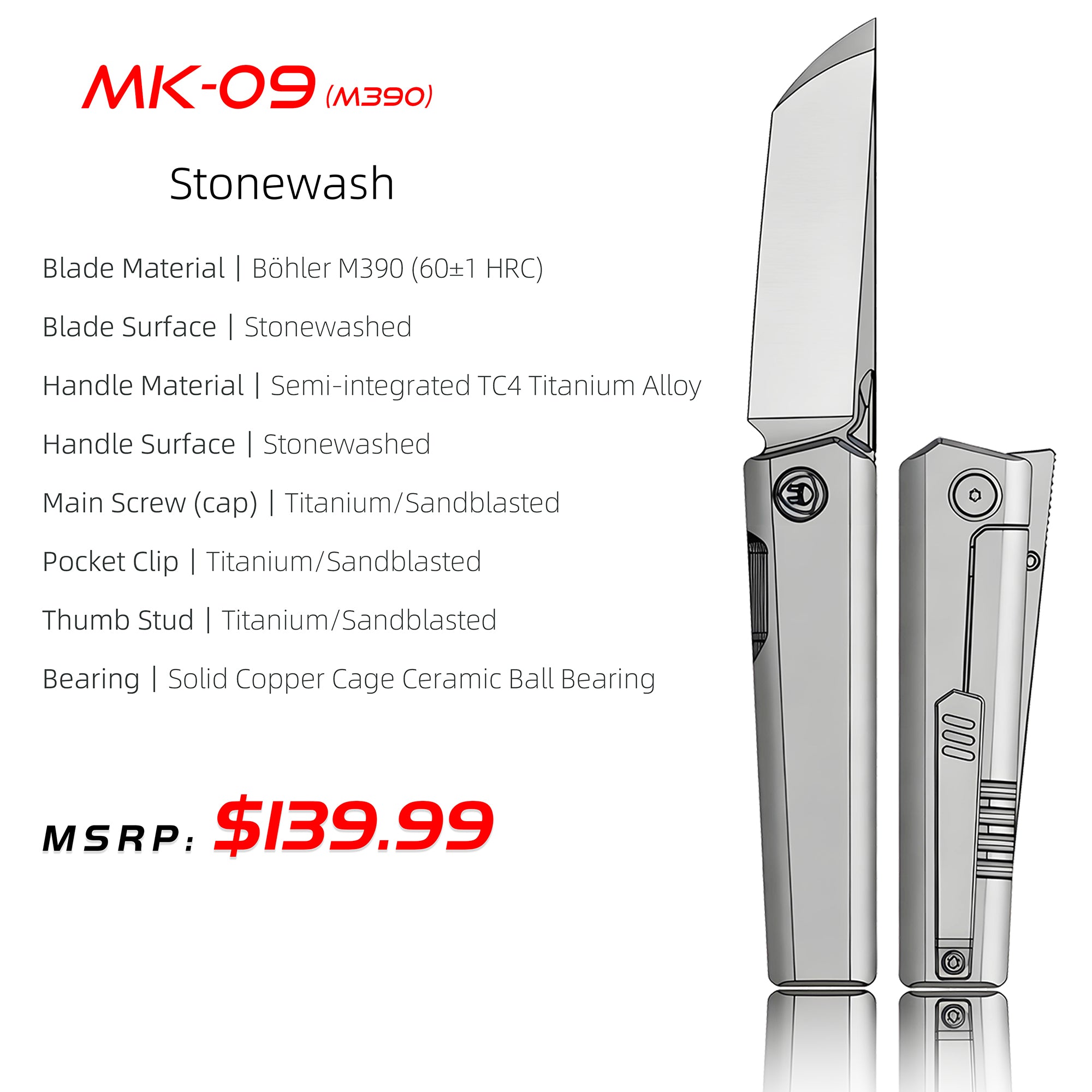 MK-09 Next-Gen｜M390 Steel & Semi-Integrated Titanium Handles